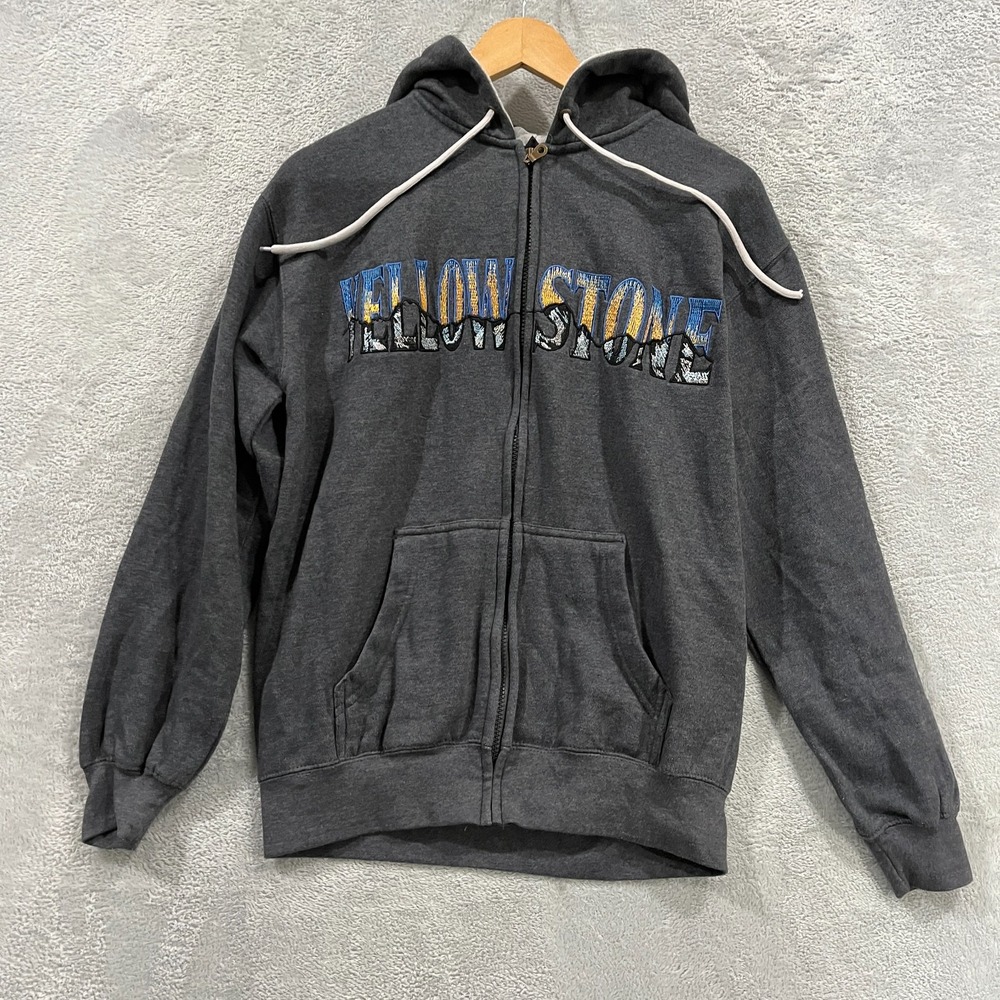 Prairie Mountain Hoodie Mens S Charcoal Gray Yellowstone Fleece Lined Full Zip